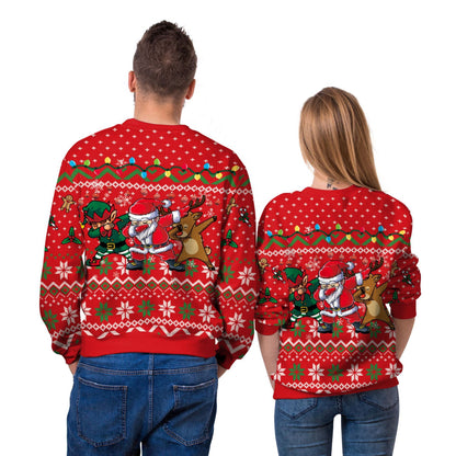 ⛄Men And Women Digital Printing Christmas Round Neck Sweater Tops⛄