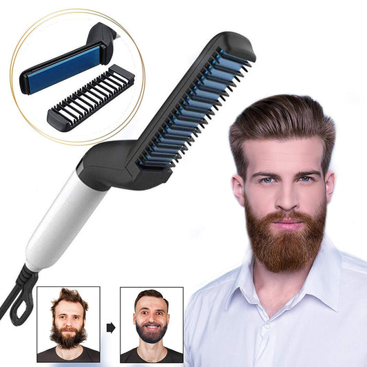 🧑‍🦱Electric Hair Straightener Brush,Men Quick Beard Straightener Styler Comb,Hair Straightening,Curly Hair Straightening Comb,Side Hair Detangling,Multifunctional Hair Curling Curler