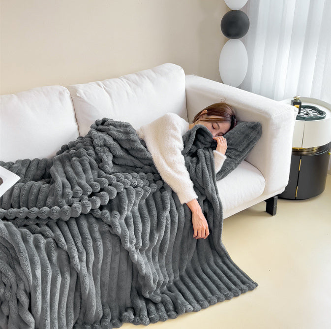 Soft Wind Bubble Velvet Blanket Warm Solid