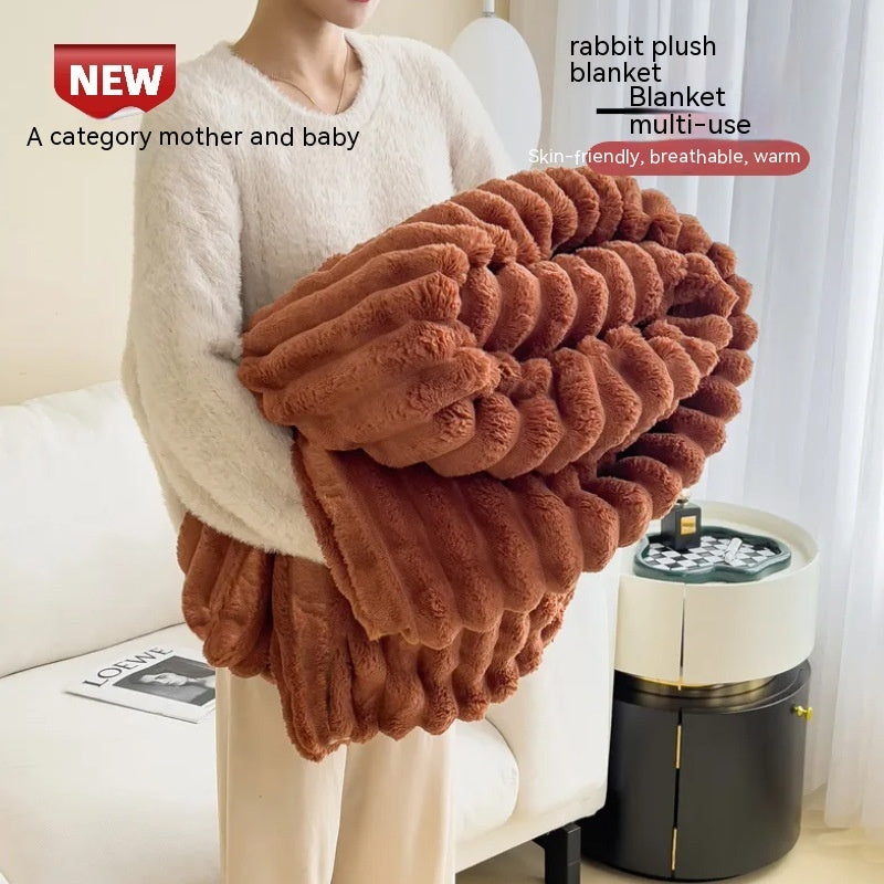 Soft Wind Bubble Velvet Blanket Warm Solid