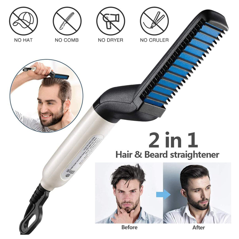 🧑‍🦱Electric Hair Straightener Brush,Men Quick Beard Straightener Styler Comb,Hair Straightening,Curly Hair Straightening Comb,Side Hair Detangling,Multifunctional Hair Curling Curler