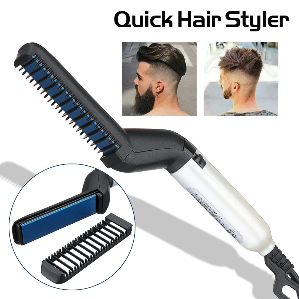 🧑‍🦱Electric Hair Straightener Brush,Men Quick Beard Straightener Styler Comb,Hair Straightening,Curly Hair Straightening Comb,Side Hair Detangling,Multifunctional Hair Curling Curler