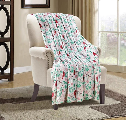 ⛄Christmas Elk Snowman Santa Claus Print Blanket Winter Double-sided Flannel Blanket For Sofa Sleeping Shawl