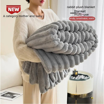 Soft Wind Bubble Velvet Blanket Warm Solid