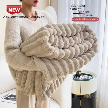 Soft Wind Bubble Velvet Blanket Warm Solid