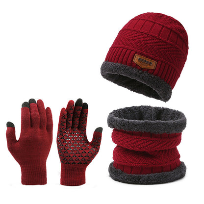 🧤Men's Winter Scarf Gloves Three-piece Set Fleece-lined Warm Knitted Hat🧤