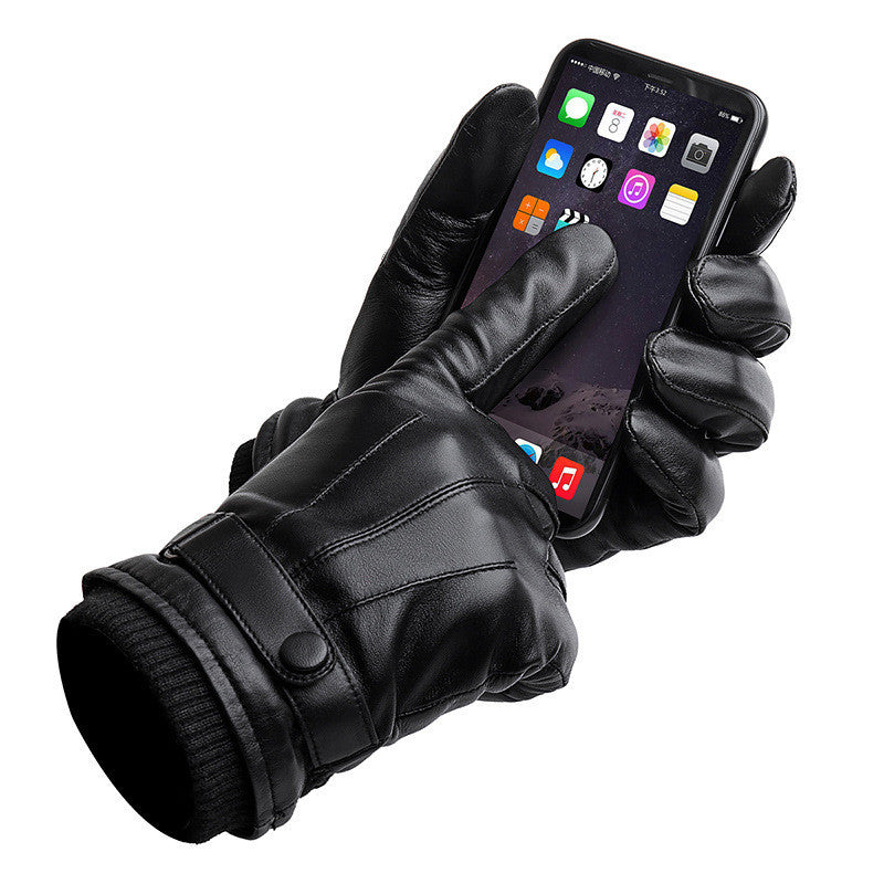 Mens Winter Gloves Nappa Leather Warm Cashmere Touchscreen Dress Glove - Thermal Gifts for Dad or Husband