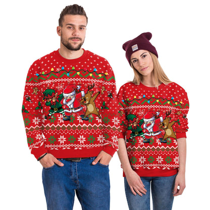 ⛄Men And Women Digital Printing Christmas Round Neck Sweater Tops⛄